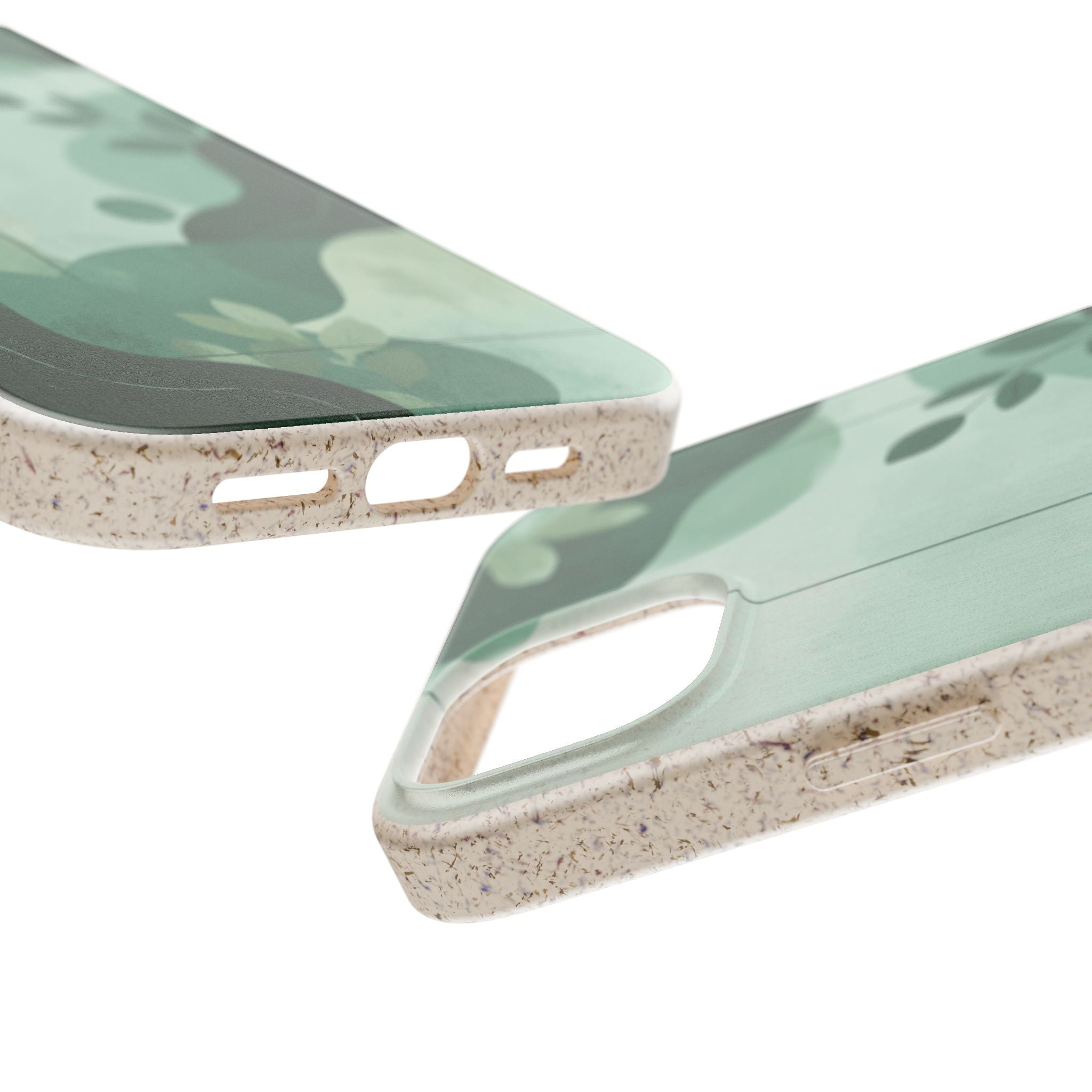 Biodegradable Phone Case — Green Botanical Wave Eco-Friendly iPhone Cover