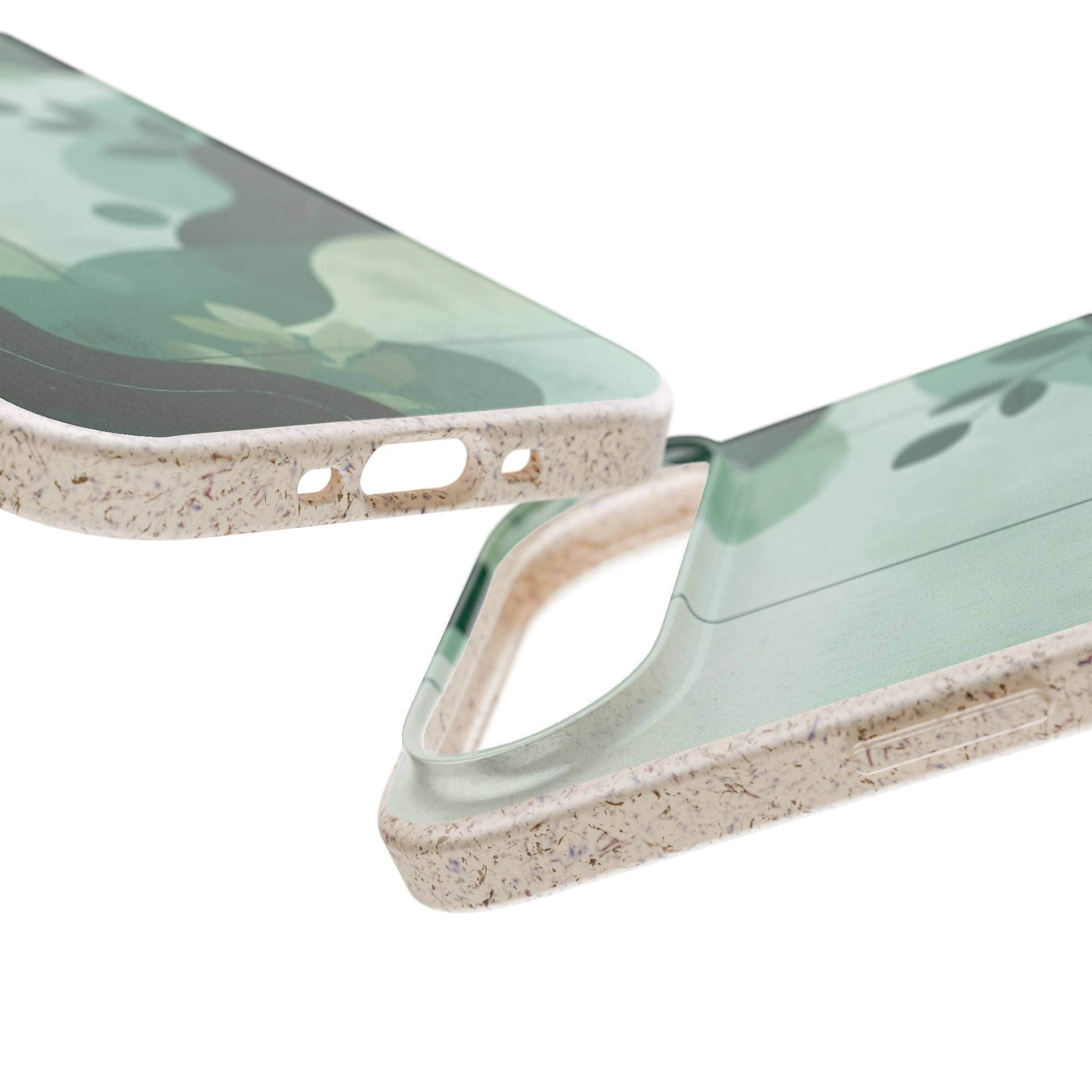 Biodegradable Phone Case — Green Botanical Wave Eco-Friendly iPhone Cover