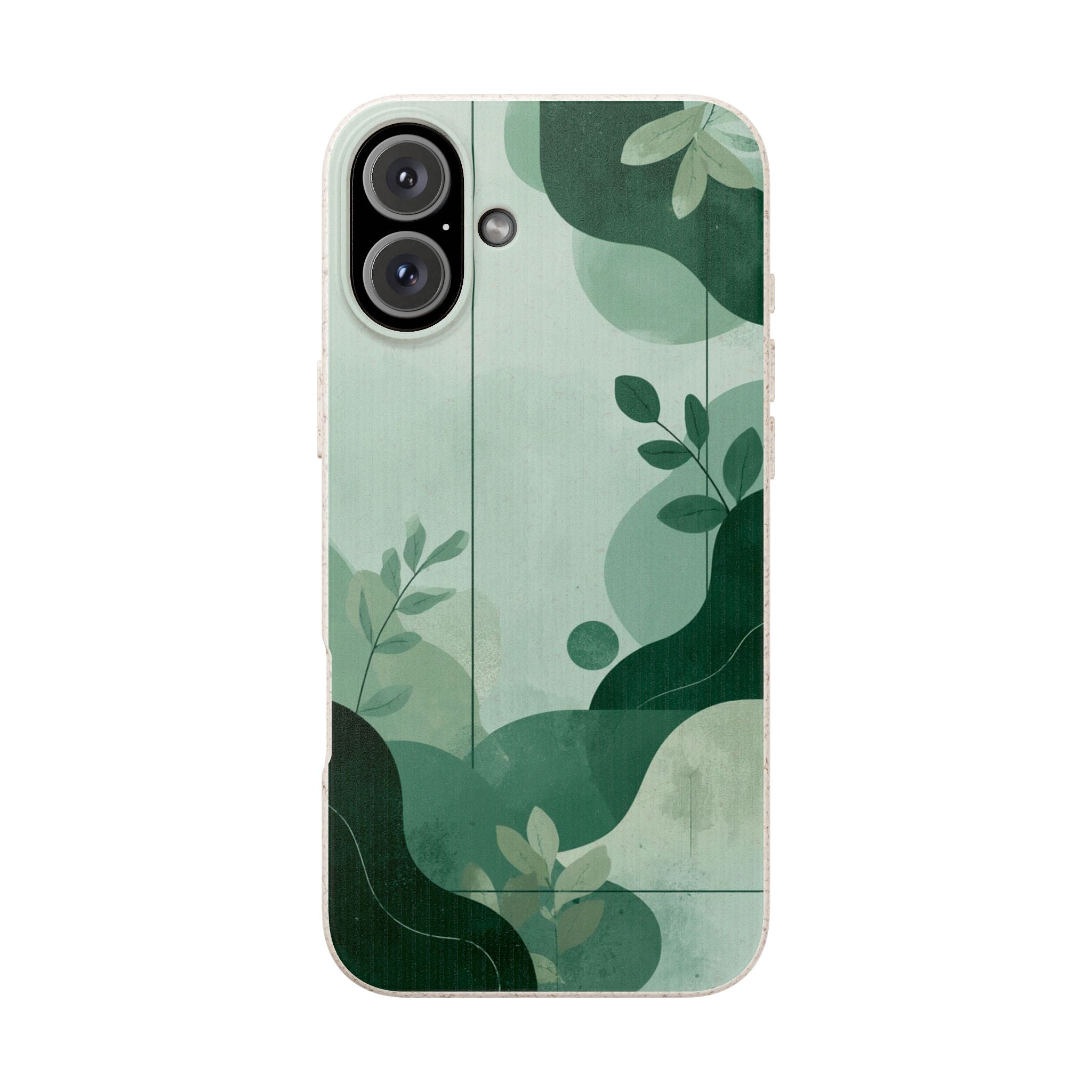 Biodegradable Phone Case — Green Botanical Wave Eco-Friendly iPhone Cover