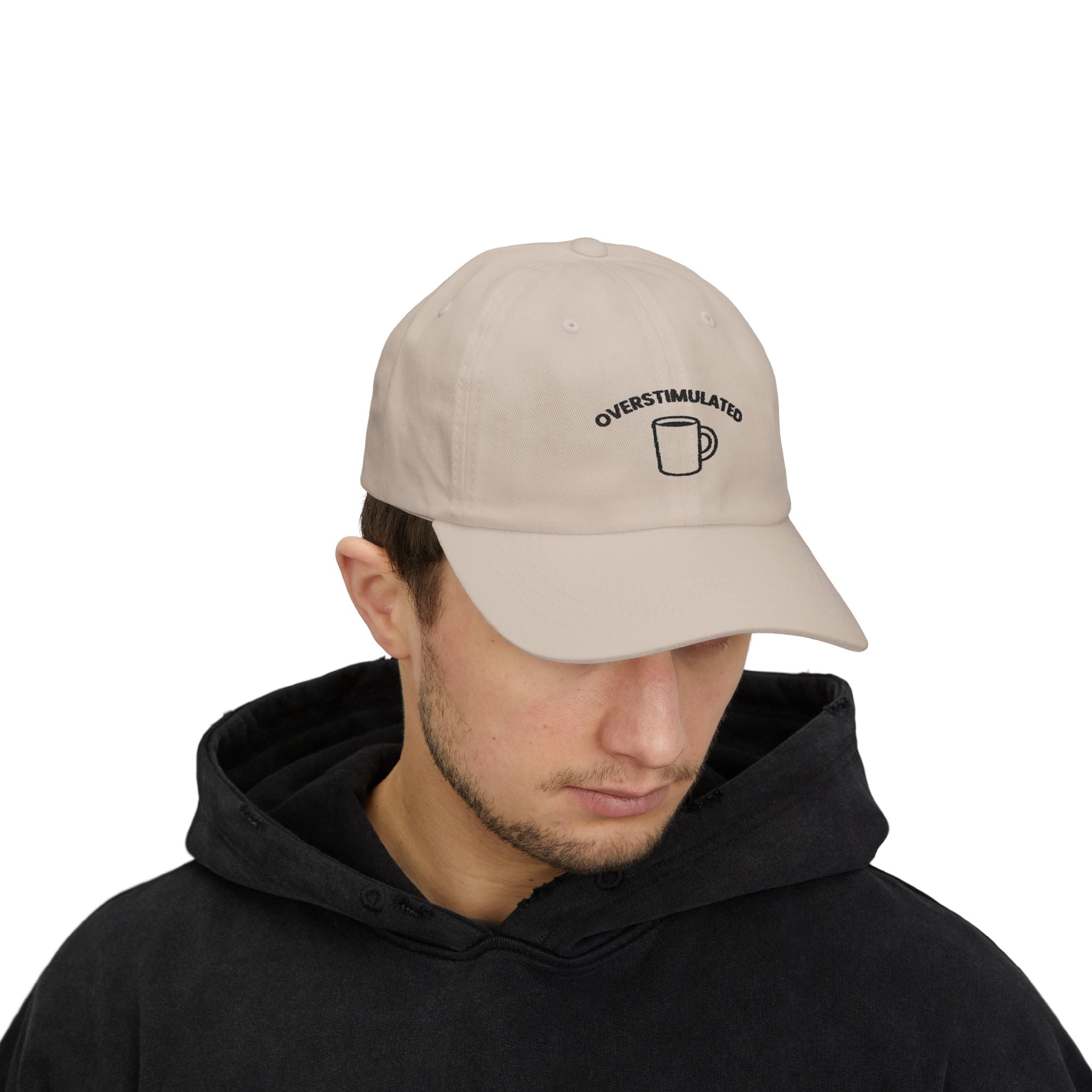 Dad Cap — "Overstimulated" Coffee Mug Embroidered Hat