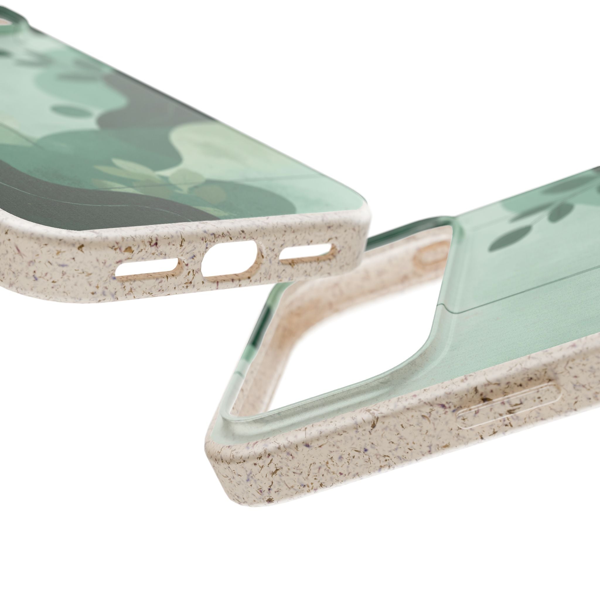 Biodegradable Phone Case — Green Botanical Wave Eco-Friendly iPhone Cover