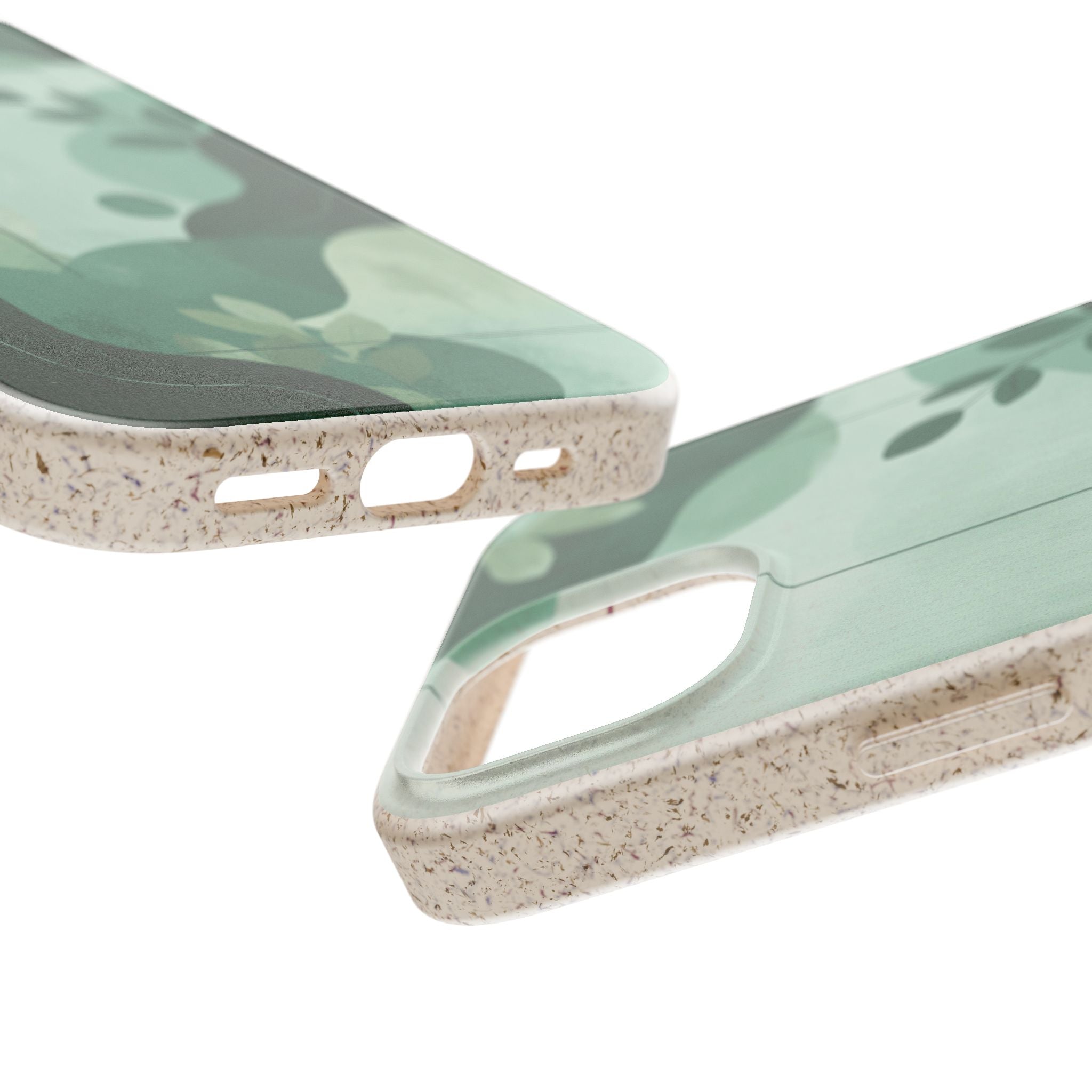 Biodegradable Phone Case — Green Botanical Wave Eco-Friendly iPhone Cover