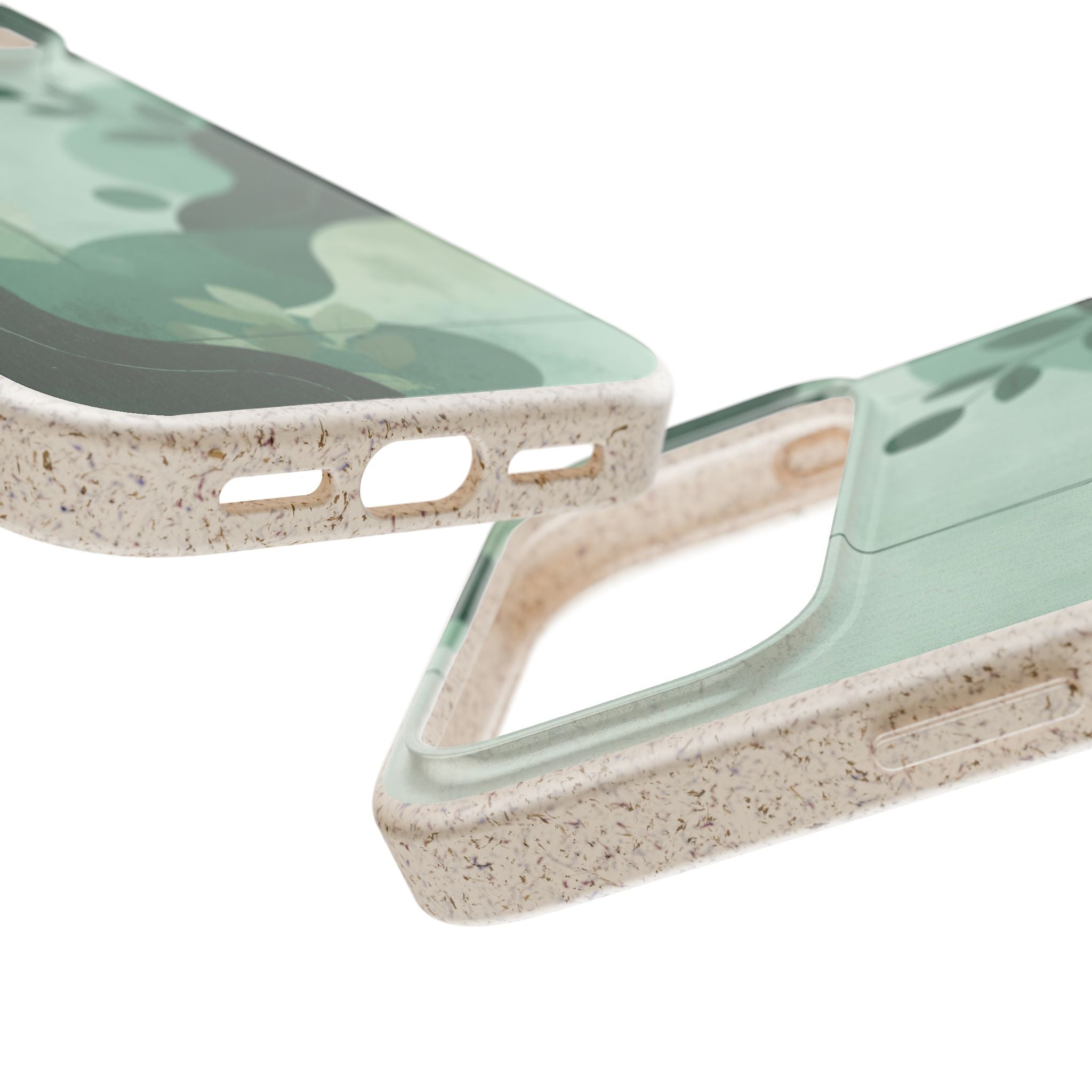 Biodegradable Phone Case — Green Botanical Wave Eco-Friendly iPhone Cover