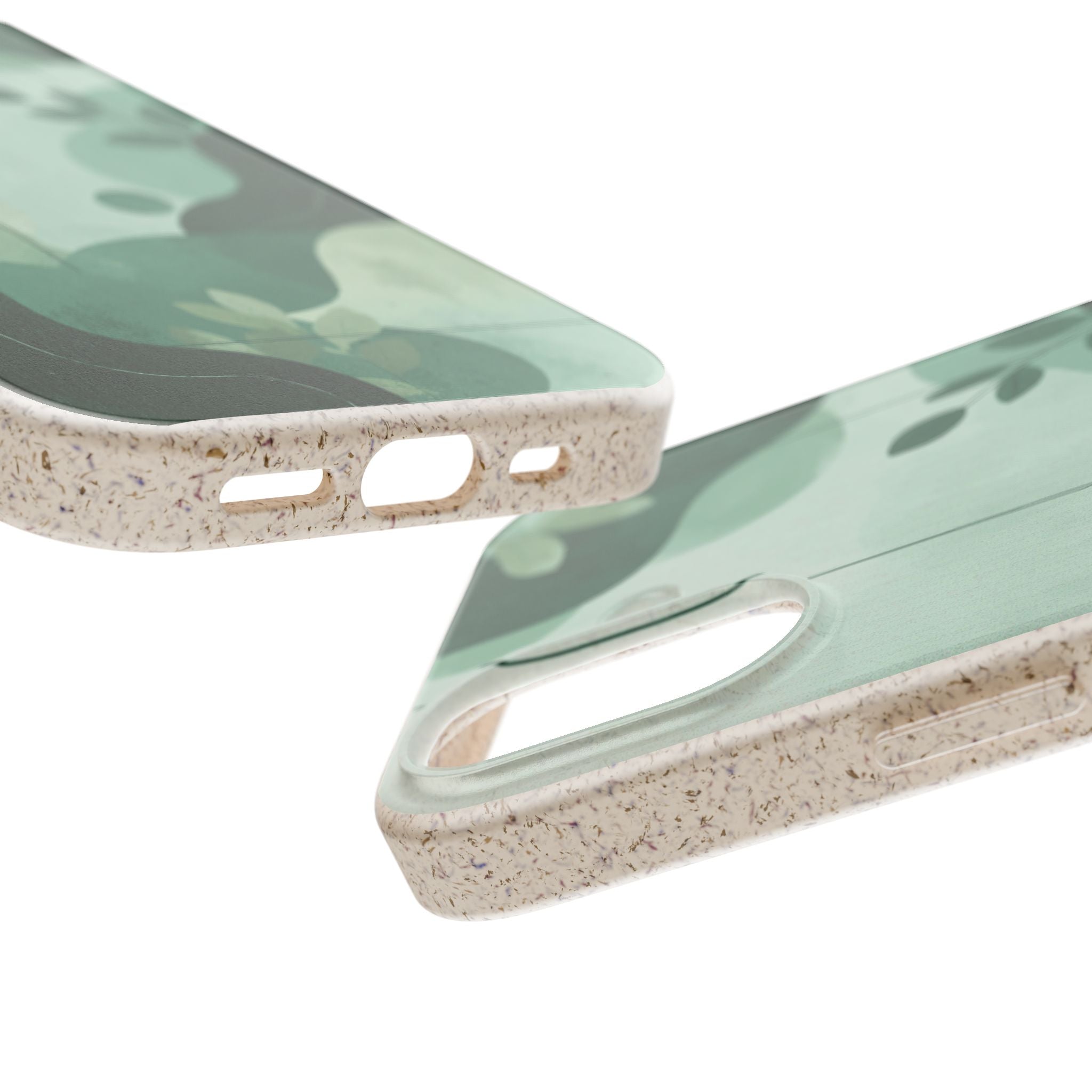 Biodegradable Phone Case — Green Botanical Wave Eco-Friendly iPhone Cover